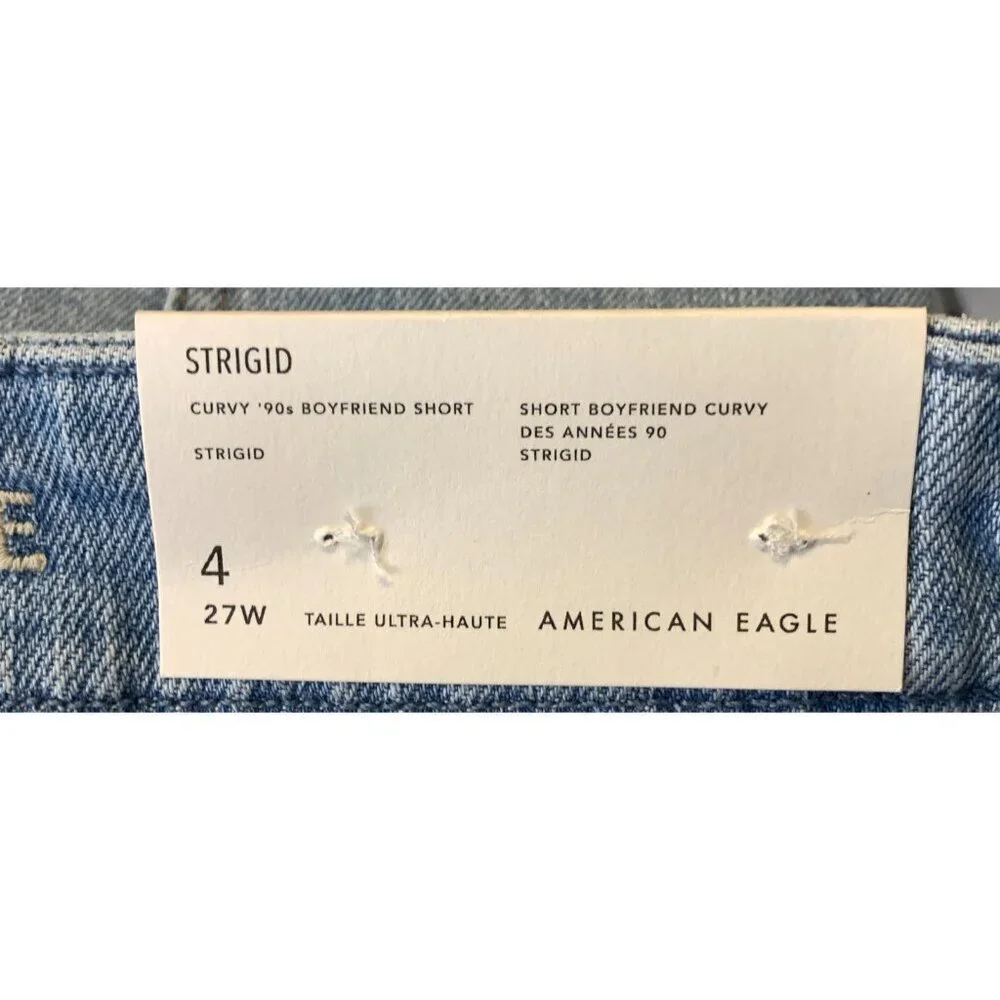 American Eagle Womens Denim Shorts Curvy 90's High Rise Light Wash Size 4 27 New - Picture 3 of 10